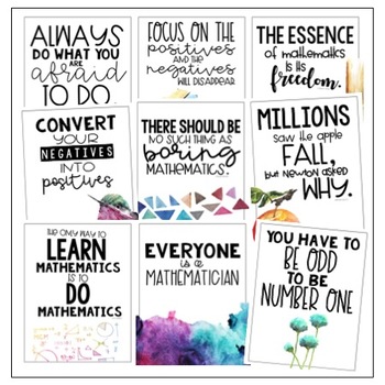 Classroom Posters - Inspirational Quotes - MATH Edition 