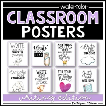 Preview of Classroom Posters - Inspirational Quotes - WRITING Edition (Watercolor)