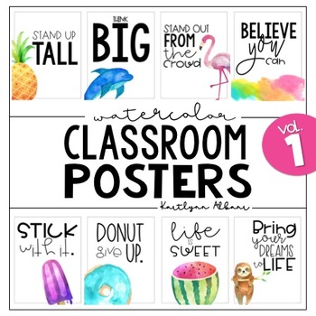 Preview of Classroom Posters - Inspirational Quotes (Watercolor)