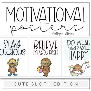 Preview of Classroom Posters - Motivational Quotes [Cute Sloth Edition]