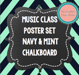Music Classroom Posters Navy & Mint Chevron Chalkboard Theme