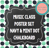 Music Classroom Posters Navy & Mint Dot Chalkboard Theme