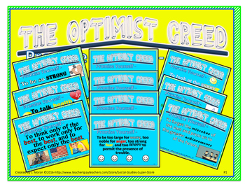 Preview of Classroom Posters - Optimists Creed