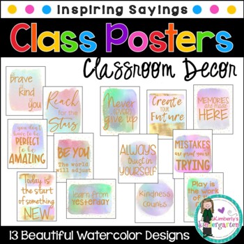 Classroom Posters: Positive/Inspirational Sayings. Watercolor Pink ...