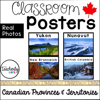 Preview of Classroom Posters with Real Photos - Canadian Provinces & Territories