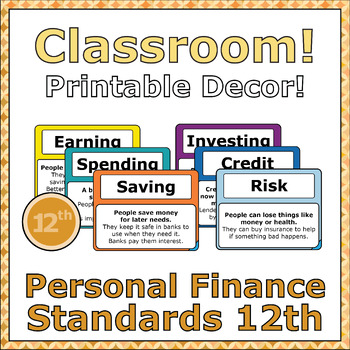 Preview of Classroom! Printable Decor: National Personal Finance Standards 12th