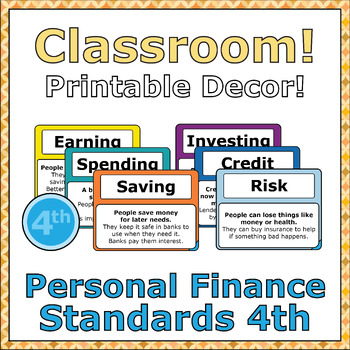 Preview of Classroom! Printable Decor: National Personal Finance Standards 4th
