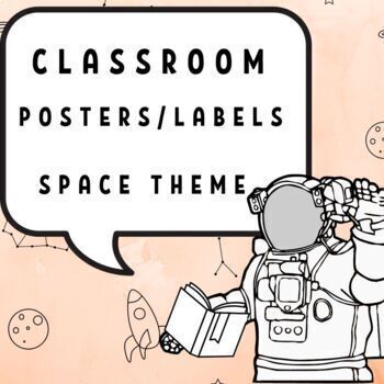 Preview of Classroom Printable Labels:  Space Theme