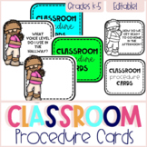 Classroom Procedure Cards (Editable)