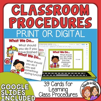 Preview of Classroom Procedure Task Cards - Back to School - Classroom Management