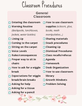 Preview of Classroom Procedures