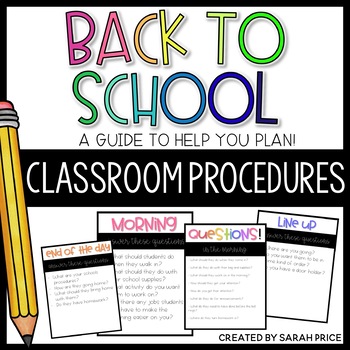 Preview of Back to School Classroom Procedures