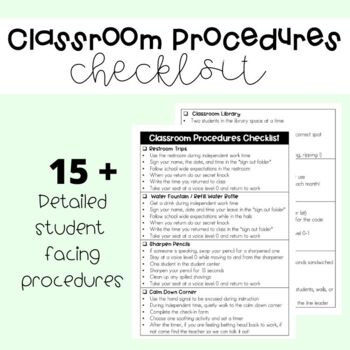 Preview of Classroom Procedures Checklist | FREEBIE