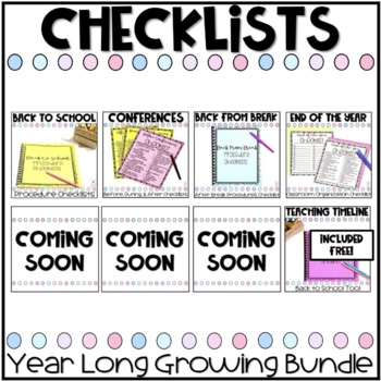 Preview of Classroom Management Checklist Growing Bundle for the Entire Year