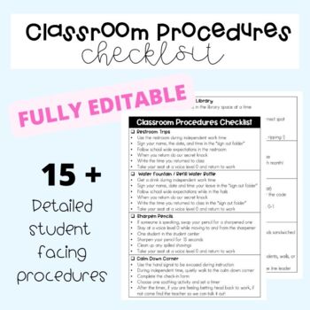 Preview of Classroom Procedures | EDITABLE VERSION
