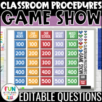 Classroom Procedures Game Show PowerPoint for Classroom Management {EDITABLE}