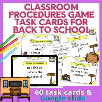 Preview of Classroom Procedures Game Task Cards for Back to School
