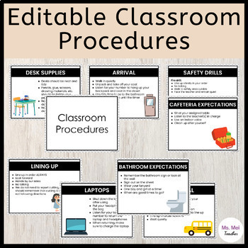 Preview of Classroom Procedures Google Slides Templates - Back to School - EDITABLE 