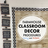 Farmhouse Classroom Decor Procedures Posters EDITABLE
