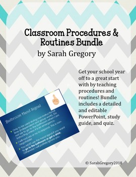 Preview of Classroom Procedures & Routines: Slides, Study Guide & Quiz Bundle (Editable)