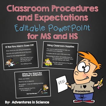 Preview of Classroom Procedures and Expectations {Editable} PowerPoint – For MS and HS