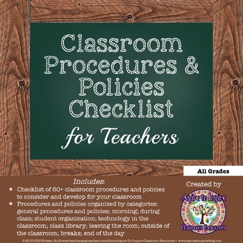 FREEBIE Classroom Procedures and Policies Checklist for Teachers