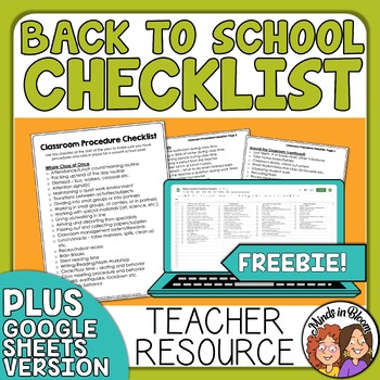 Preview of Classroom Procedures & Routines Back to School Checklist Spreadsheet Organizer