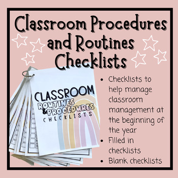 Classroom Procedures and Routines Checklists - Beginning of the Year