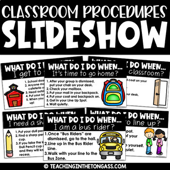 Preview of Classroom Procedures and Routines Slides | Editable Rules and Expectations