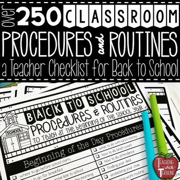 Preview of Classroom Procedures and Routines Teacher Checklist for Back to School