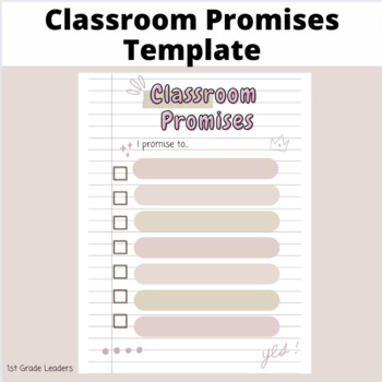 Preview of Classroom Promises Editable Template