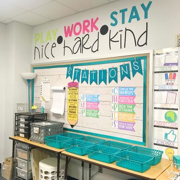 Classroom Quote: Play Nice, Work Hard, Stay Kind by Teach Create Motivate