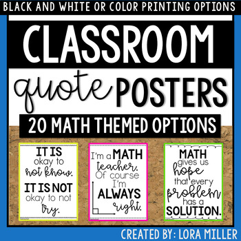 Preview of UPDATED Classroom Quote Posters--MATH EDITION--Classroom Decor