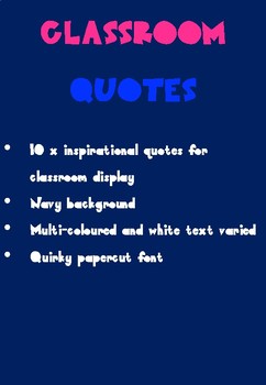 Preview of Classroom Quotes - Navy + Rainbow FUN