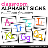 Classroom Alphabet with Rainbow Letters - Manuscript Style