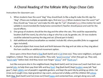 Preview of Classroom Reading "Why Dogs Chase Cats" featuring ASL & class participation