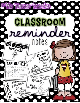 Preview of Classroom Reminder Notes For Entire Year! {EDITABLE}