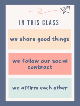 Preview of Classroom Reminders -Social Contract, Good Things, Affirmations
