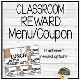 Classroom Reward Menu/Coupons