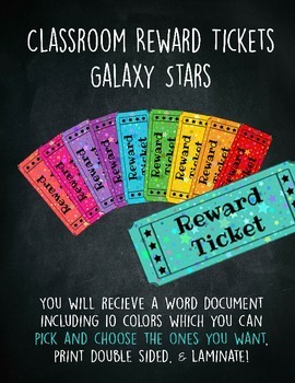 Preview of Classroom Reward Tickets Galaxy Stars
