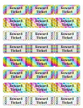 classroom reward tickets rainbow patterns by megan escobar tpt