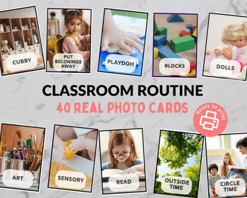 Preview of Classroom Routine Cards - 40 Real Photos for a Visual Schedule