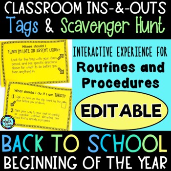 Preview of Classroom Routines & Scavenger Hunt Back to School Beginning of Year EDITABLE