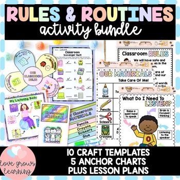 Preview of Classroom Routines and Procedures Activities Bundle Class Rules Back to School