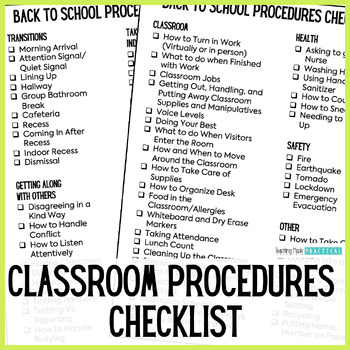 Classroom Routines and Procedures Checklist for Back to School in ...