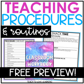Preview of Classroom Routines and Procedures FREE PREVIEW | Classroom Management Workbook