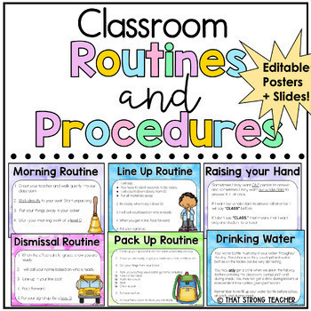 Preview of Classroom Routines and Procedures - Posters and Slides