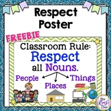 Respect Poster - Classroom Rule Poster - Respect All Nouns (FREE)