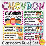 Classroom Rules and Posters Bundle in Chevron with Classro