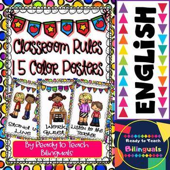 Preview of Classroom Rules (15 Color Posters)